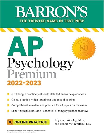 AP Psychology Premium, 2022-2023: Comprehensive Review with 6 Practice Tests  an Online Timed Test Option Barrons AP Prep